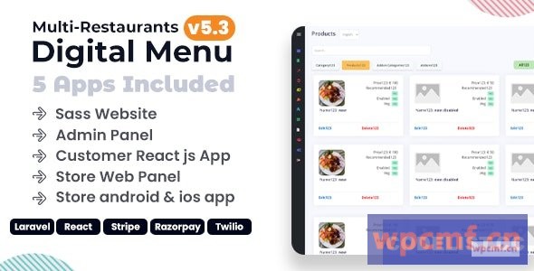厨师v5.3 多餐厅Saas 少联系数字菜单管理面板 反应原生应用 可代汉化