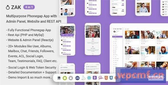 Zak V1.1    （4合1）多用途电话专家面板应用程序与管理面板，网站和REST API 可代汉化