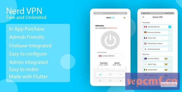 Nerd VPN v1.0 带有IAP的Flutter VPN Android完整应用程序，与后端和管理面板集成 可代汉化
