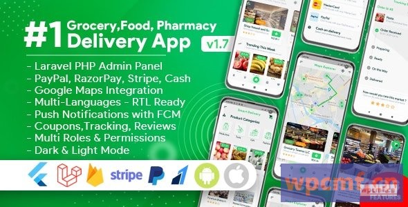 杂货，食品，药房，商店送货移动应用程序与管理面板v1.7.0 可代汉化