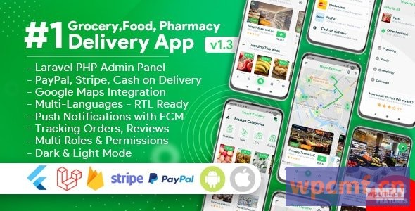 带有管理面板v1.3.0的杂货店、食品、药房、商店送货移动应用 可代汉化