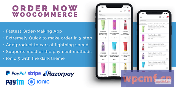 现在订购V1.0     Woocommerce Ionic 5的移动应用程序 可代汉化
